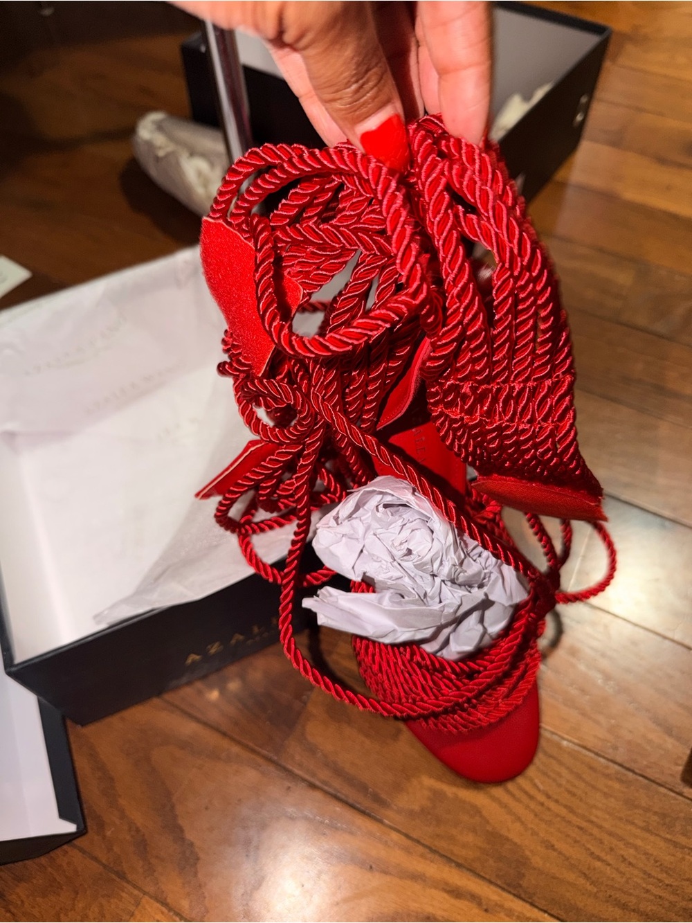 Red Lace-Up Women's Sandals